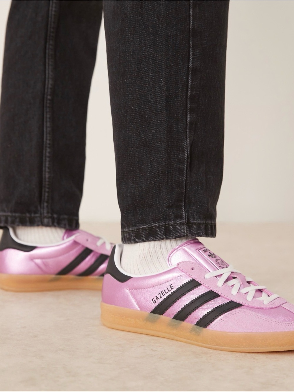 adidas Gazelle Pink with Black Stripes and Gum Sole - Picture 8 of 9